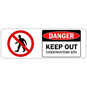 Sign Safety Danger Keep Out Construction Site 340x120mm