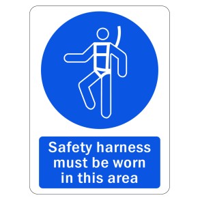 Sign Safety Safety Harness Must Be Worn In This Area 230x300mm