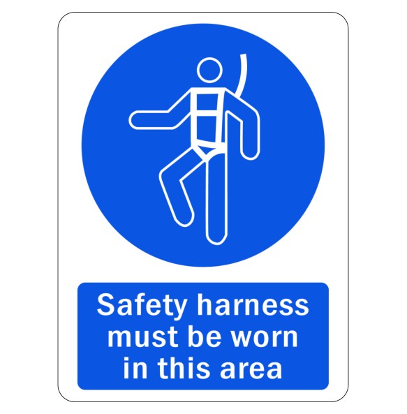 Sign Safety Safety Harness Must Be Worn In This Area 230x300mm