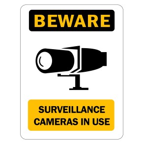 Sign Safety Beware Surveillance Cameras In Use 230x300mm