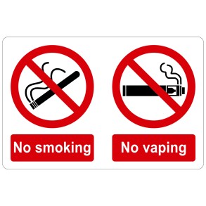 Sign Safety No Smoking No Vaping 450x300mm