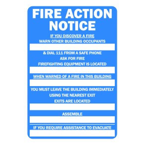 Sign Safety Fire Action 230x300mm