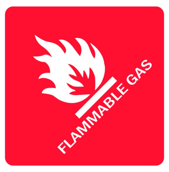 Sign Safety Flammable Gas 250x250mm