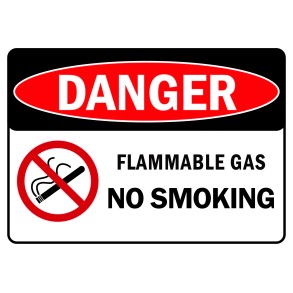 Sign Safety Danger Flammable Gas No Smoking 320x240mm