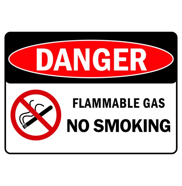 Sign Safety Danger Flammable Gas No Smoking 320x240mm