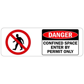 Sign Safety Danger Confined Space Enter By Permit Only 340x120mm
