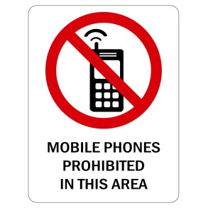 Sign Safety Mobile Phones Prohibited This Area 230x300mm