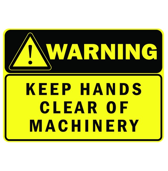 Sign Safety Warning Keep Hand Clear Machinery 340x240mm