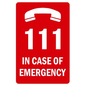 Sign Safety 111 In Case Of Emergency Red 240x340mm