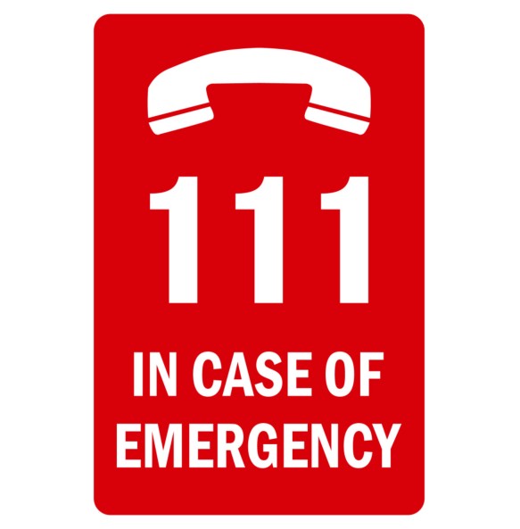 Sign Safety 111 In Case Of Emergency Red 240x340mm