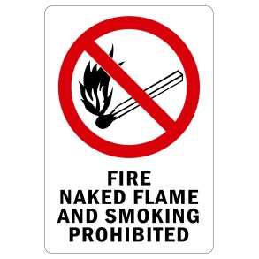 Sign Safety Fire Naked Flame & Smoking Prohibited 230x300mm
