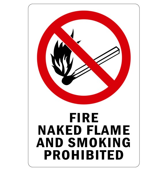 Sign Safety Fire Naked Flame & Smoking Prohibited 230x300mm