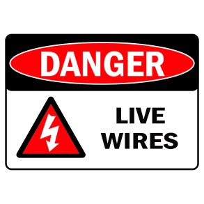Sign Safety Danger Live Wires 340x240mm