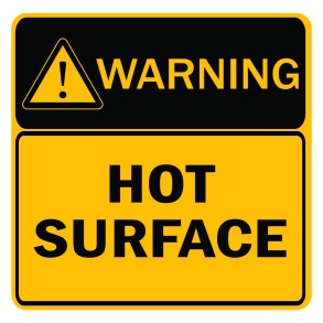 Sign Safety Caution Hot Surface 250x250mm
