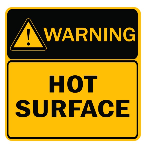Sign Safety Caution Hot Surface 250x250mm