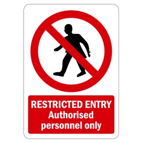 Sign Safety Restricted Entry Authorized Personnel Only 230x300mm